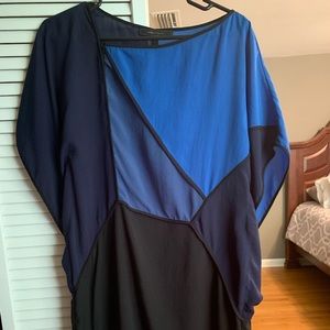 Blue color block dress